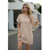 image:imageGRECERELLE Womens Casual TShirt Dress with Pockets Short Sleeve Shift Dresses WrinkleResistant Above Knee LengthKhaki