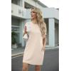 image:imageGRECERELLE Womens Casual TShirt Dress with Pockets Short Sleeve Shift Dresses WrinkleResistant Above Knee LengthLight Apricot