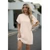 image:imageGRECERELLE Womens Casual TShirt Dress with Pockets Short Sleeve Shift Dresses WrinkleResistant Above Knee LengthLight Apricot