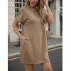 image:imageGRECERELLE Womens Casual TShirt Dress with Pockets Short Sleeve Shift Dresses WrinkleResistant Above Knee LengthLight Coffee