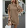 image:imageGRECERELLE Womens Casual TShirt Dress with Pockets Short Sleeve Shift Dresses WrinkleResistant Above Knee LengthLight Coffee