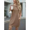image:imageGRECERELLE Womens Casual TShirt Dress with Pockets Short Sleeve Shift Dresses WrinkleResistant Above Knee LengthLight Coffee