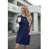 image:imageGRECERELLE Womens Casual TShirt Dress with Pockets Short Sleeve Shift Dresses WrinkleResistant Above Knee LengthNavy Blue