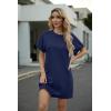 image:imageGRECERELLE Womens Casual TShirt Dress with Pockets Short Sleeve Shift Dresses WrinkleResistant Above Knee LengthNavy Blue