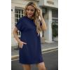 image:imageGRECERELLE Womens Casual TShirt Dress with Pockets Short Sleeve Shift Dresses WrinkleResistant Above Knee LengthNavy Blue
