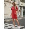 image:imageGRECERELLE Womens Casual TShirt Dress with Pockets Short Sleeve Shift Dresses WrinkleResistant Above Knee LengthRed