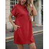 image:imageGRECERELLE Womens Casual TShirt Dress with Pockets Short Sleeve Shift Dresses WrinkleResistant Above Knee LengthRed