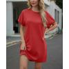 image:imageGRECERELLE Womens Casual TShirt Dress with Pockets Short Sleeve Shift Dresses WrinkleResistant Above Knee LengthRed