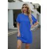 image:imageGRECERELLE Womens Casual TShirt Dress with Pockets Short Sleeve Shift Dresses WrinkleResistant Above Knee LengthRoyal Blue