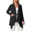 image:imageGRECERELLE Womens Lightweight Cardigan Open Front Draped Long Sleeve Casual Asymmetric Hem Cardigans with PocketsAblack