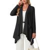 image:imageGRECERELLE Womens Lightweight Cardigan Open Front Draped Long Sleeve Casual Asymmetric Hem Cardigans with PocketsAblack