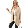 image:imageGRECERELLE Womens Lightweight Cardigan Open Front Draped Long Sleeve Casual Asymmetric Hem Cardigans with PocketsApricot