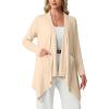 image:imageGRECERELLE Womens Lightweight Cardigan Open Front Draped Long Sleeve Casual Asymmetric Hem Cardigans with PocketsApricot