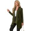 image:imageGRECERELLE Womens Lightweight Cardigan Open Front Draped Long Sleeve Casual Asymmetric Hem Cardigans with PocketsArmy Green