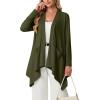 image:imageGRECERELLE Womens Lightweight Cardigan Open Front Draped Long Sleeve Casual Asymmetric Hem Cardigans with PocketsArmy Green