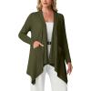image:imageGRECERELLE Womens Lightweight Cardigan Open Front Draped Long Sleeve Casual Asymmetric Hem Cardigans with PocketsArmy Green