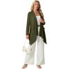 image:imageGRECERELLE Womens Lightweight Cardigan Open Front Draped Long Sleeve Casual Asymmetric Hem Cardigans with PocketsArmy Green
