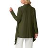 image:imageGRECERELLE Womens Lightweight Cardigan Open Front Draped Long Sleeve Casual Asymmetric Hem Cardigans with PocketsArmy Green