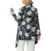 image:imageGRECERELLE Womens Lightweight Cardigan Open Front Draped Long Sleeve Casual Asymmetric Hem Cardigans with PocketsBlack White Lily