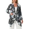 image:imageGRECERELLE Womens Lightweight Cardigan Open Front Draped Long Sleeve Casual Asymmetric Hem Cardigans with PocketsBlack White Lily