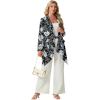 image:imageGRECERELLE Womens Lightweight Cardigan Open Front Draped Long Sleeve Casual Asymmetric Hem Cardigans with PocketsBlack White Lily