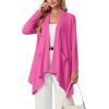 image:imageGRECERELLE Womens Lightweight Cardigan Open Front Draped Long Sleeve Casual Asymmetric Hem Cardigans with PocketsHot Pink