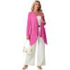 image:imageGRECERELLE Womens Lightweight Cardigan Open Front Draped Long Sleeve Casual Asymmetric Hem Cardigans with PocketsHot Pink