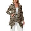 image:imageGRECERELLE Womens Lightweight Cardigan Open Front Draped Long Sleeve Casual Asymmetric Hem Cardigans with PocketsLd Dark Khaki