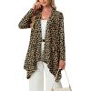 image:imageGRECERELLE Womens Lightweight Cardigan Open Front Draped Long Sleeve Casual Asymmetric Hem Cardigans with PocketsLd Dark Khaki