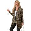 image:imageGRECERELLE Womens Lightweight Cardigan Open Front Draped Long Sleeve Casual Asymmetric Hem Cardigans with PocketsLd Dark Khaki
