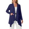 image:imageGRECERELLE Womens Lightweight Cardigan Open Front Draped Long Sleeve Casual Asymmetric Hem Cardigans with PocketsNavy Blue