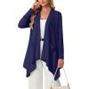 image:imageGRECERELLE Womens Lightweight Cardigan Open Front Draped Long Sleeve Casual Asymmetric Hem Cardigans with PocketsNavy Blue