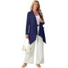 image:imageGRECERELLE Womens Lightweight Cardigan Open Front Draped Long Sleeve Casual Asymmetric Hem Cardigans with PocketsNavy Blue