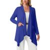image:imageGRECERELLE Womens Lightweight Cardigan Open Front Draped Long Sleeve Casual Asymmetric Hem Cardigans with PocketsRoyal Blue