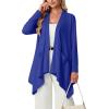 image:imageGRECERELLE Womens Lightweight Cardigan Open Front Draped Long Sleeve Casual Asymmetric Hem Cardigans with PocketsRoyal Blue