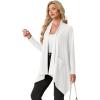image:imageGRECERELLE Womens Lightweight Cardigan Open Front Draped Long Sleeve Casual Asymmetric Hem Cardigans with PocketsWhite