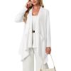 image:imageGRECERELLE Womens Lightweight Cardigan Open Front Draped Long Sleeve Casual Asymmetric Hem Cardigans with PocketsWhite