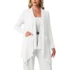 image:imageGRECERELLE Womens Lightweight Cardigan Open Front Draped Long Sleeve Casual Asymmetric Hem Cardigans with PocketsWhite