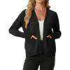 image:imageGRECERELLE Womens Lightweight Knit Cardigan Long Sleeve Open Front VNeck Casual Basic Sweater with PocketsBlack