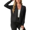 image:imageGRECERELLE Womens Lightweight Knit Cardigan Long Sleeve Open Front VNeck Casual Basic Sweater with PocketsBlack