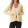 image:imageGRECERELLE Womens Lightweight Knit Cardigan Long Sleeve Open Front VNeck Casual Basic Sweater with PocketsButter Yellow