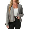 image:imageGRECERELLE Womens Lightweight Knit Cardigan Long Sleeve Open Front VNeck Casual Basic Sweater with PocketsLight Gray