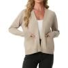 image:imageGRECERELLE Womens Lightweight Knit Cardigan Long Sleeve Open Front VNeck Casual Basic Sweater with PocketsOatmeal