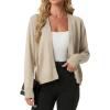 image:imageGRECERELLE Womens Lightweight Knit Cardigan Long Sleeve Open Front VNeck Casual Basic Sweater with PocketsOatmeal