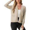 image:imageGRECERELLE Womens Lightweight Knit Cardigan Long Sleeve Open Front VNeck Casual Basic Sweater with PocketsOatmeal
