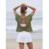 image:imageGRECERELLE Womens Open Back Workout Tops Backless Athletic Shirts Casual Crop Running Tee Y2k YogaArmy Green
