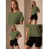 image:imageGRECERELLE Womens Open Back Workout Tops Backless Athletic Shirts Casual Crop Running Tee Y2k YogaArmy Green