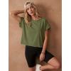 image:imageGRECERELLE Womens Open Back Workout Tops Backless Athletic Shirts Casual Crop Running Tee Y2k YogaArmy Green