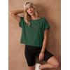 image:imageGRECERELLE Womens Open Back Workout Tops Backless Athletic Shirts Casual Crop Running Tee Y2k YogaDark Green