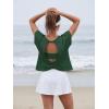 image:imageGRECERELLE Womens Open Back Workout Tops Backless Athletic Shirts Casual Crop Running Tee Y2k YogaDark Green